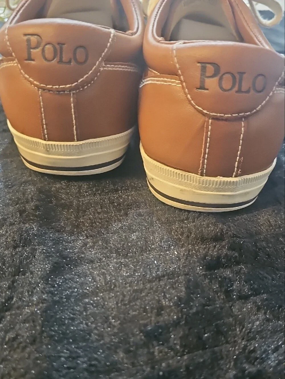 Polo by Ralph Lauren Tan Leather Low-Top Sneakers